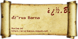 Árva Barna névjegykártya