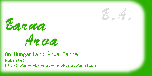 barna arva business card